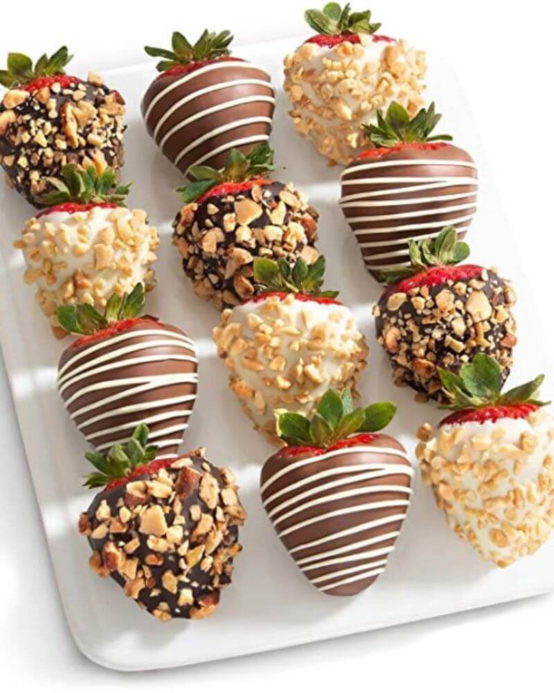 Fresas con chocolate y maní